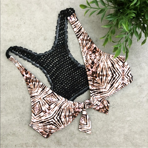 Volcom Other - Volcom Tie Front Crochet Back Bikini Top Swimsuit